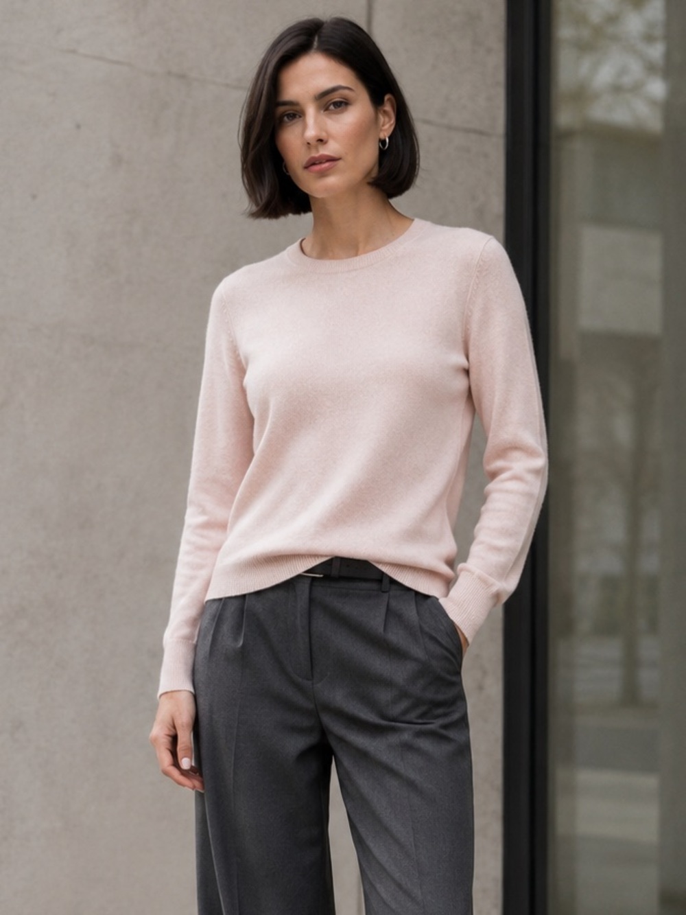 QUINCE 100% Mongolian Cashmere Crewneck Sweater Baby Pink XS